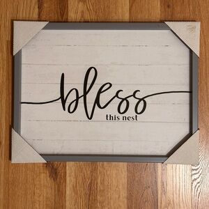 Home Decor Framed Bless This Nest Wall Art NEW